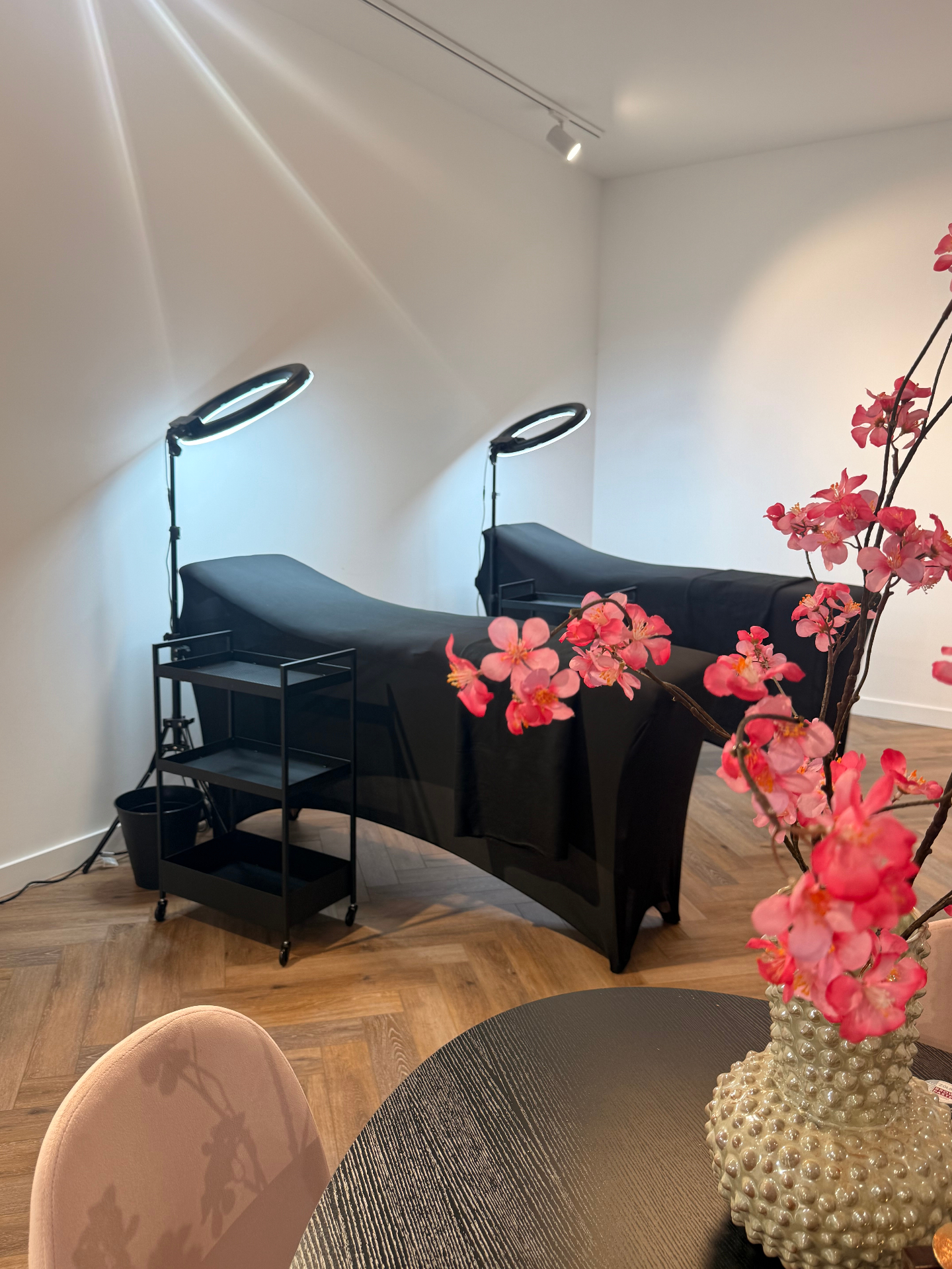 BrowBo$ Academie trainingsruimte met behandelstoelen en ringlampen